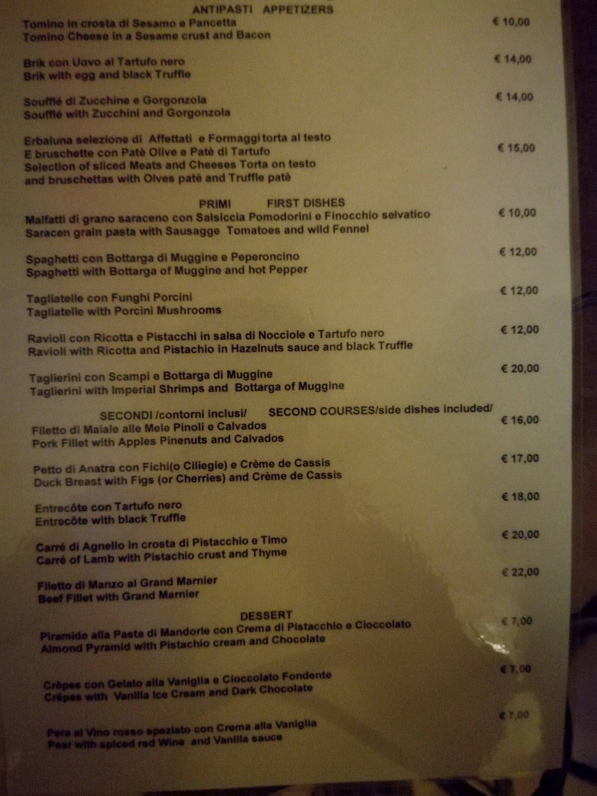 Menu di Erba Luna Ristorante 