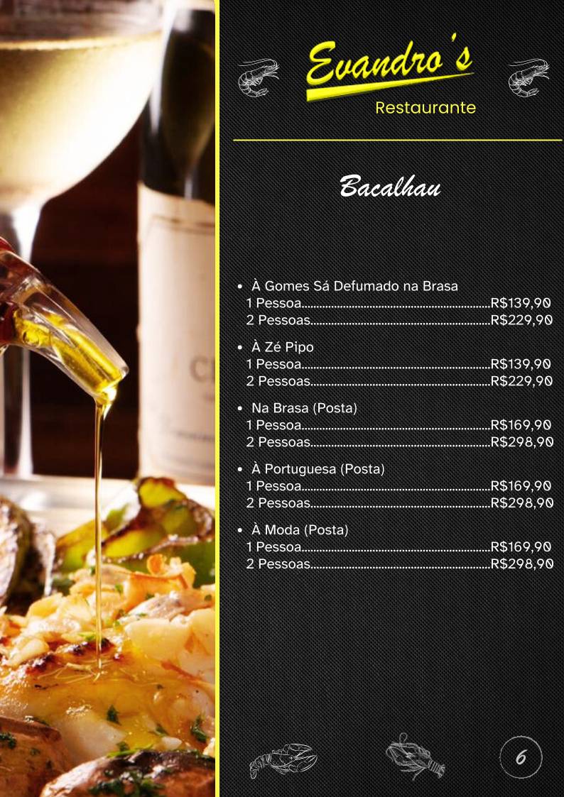 Evandro's Restaurante cardápio