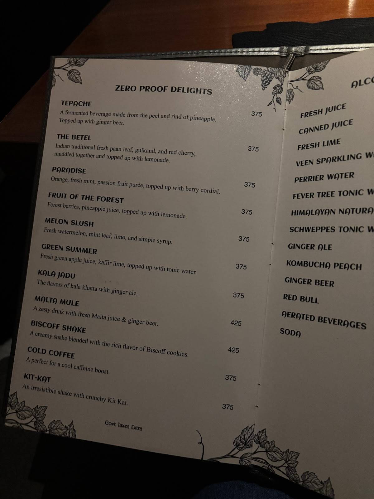 Exotica Hitech City- North Indian Rooftop Restaurant menu