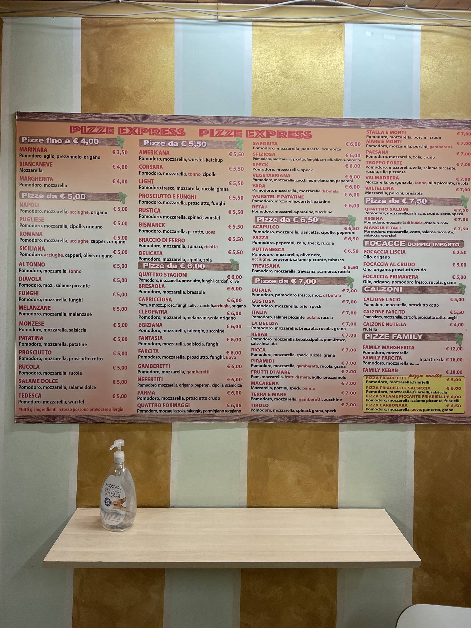 Menu di Express Pizza Pizzeria da asporto e domicilio Valmadrera 