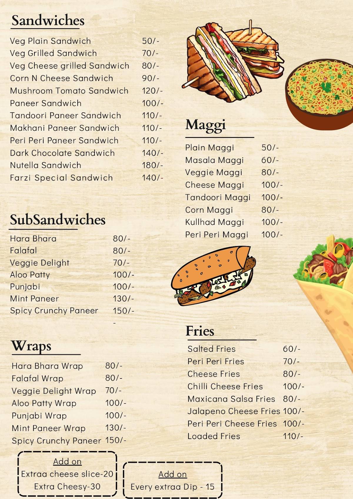 Farzi Cafe menu