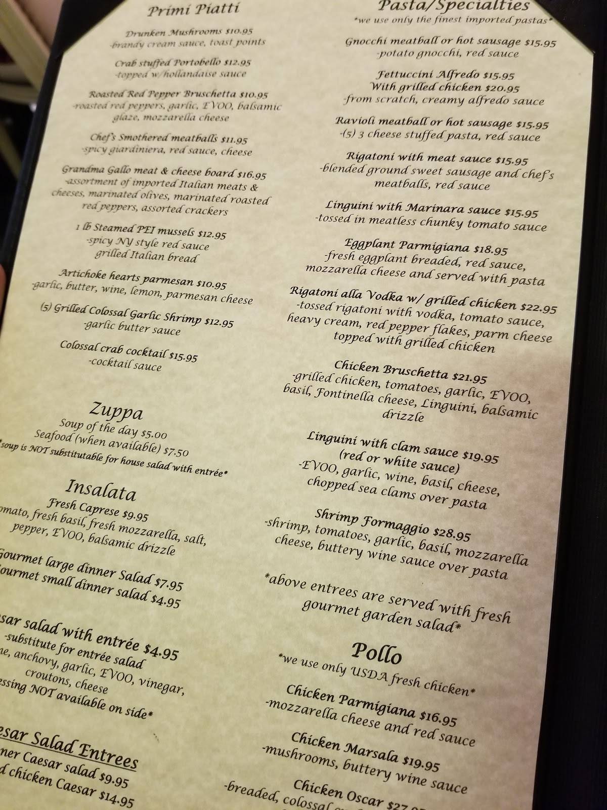 Menu at Finelli's Italian Villa restaurant, Altoona