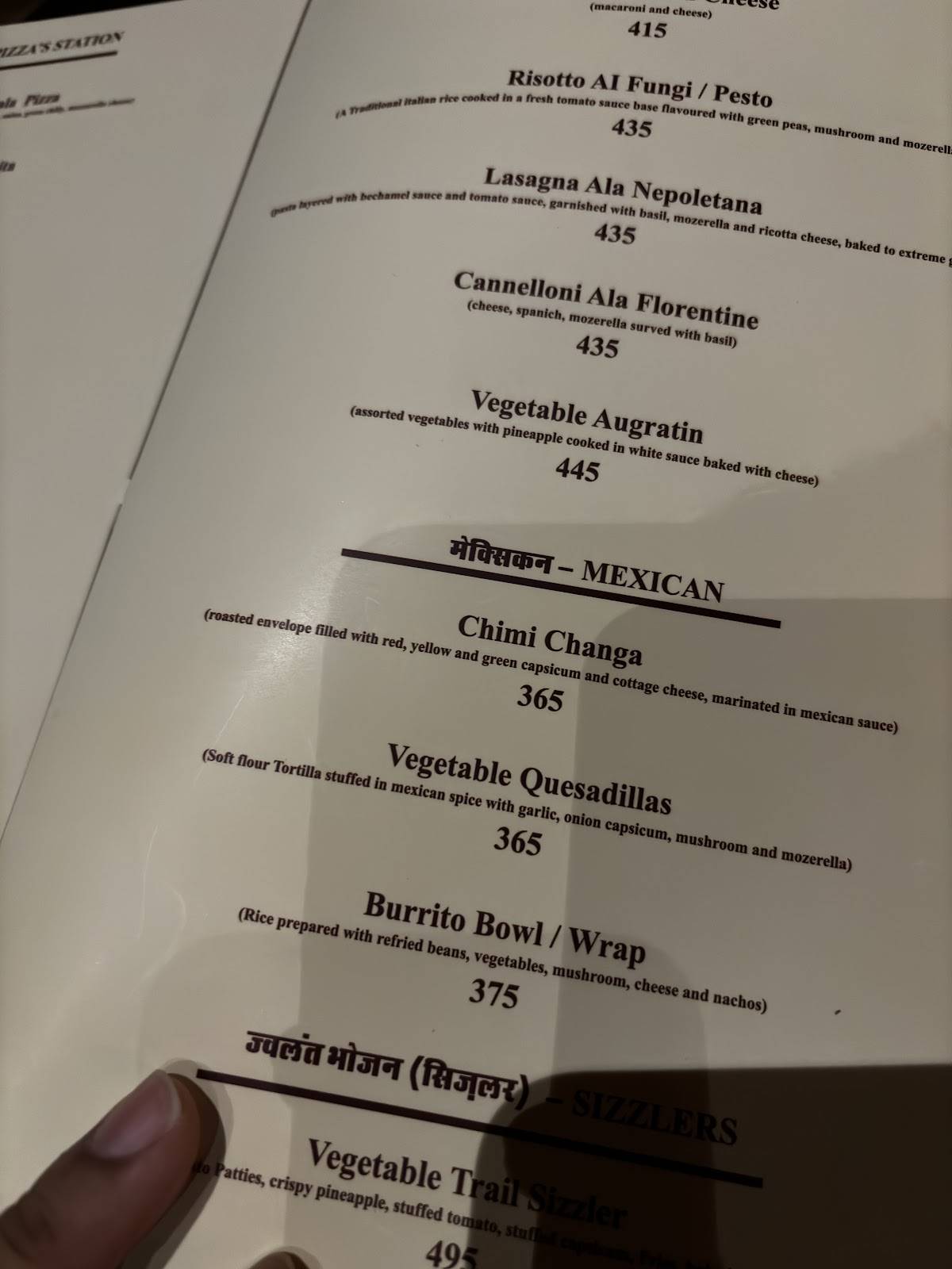 Fort Restaurant menu