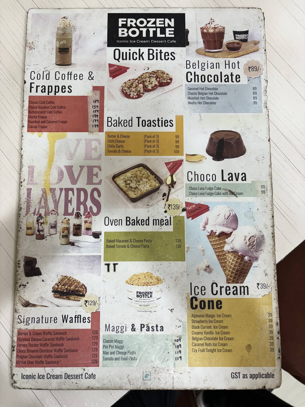 Frozen Bottle - Milkshakes, Desserts And Ice Cream menu