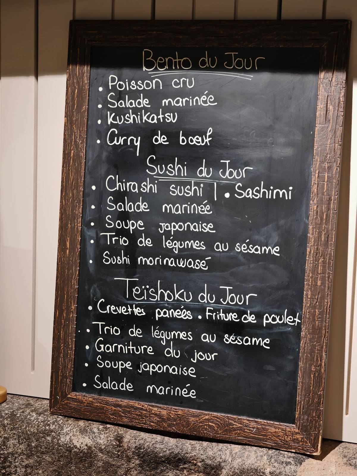 Menu de Le Fuji