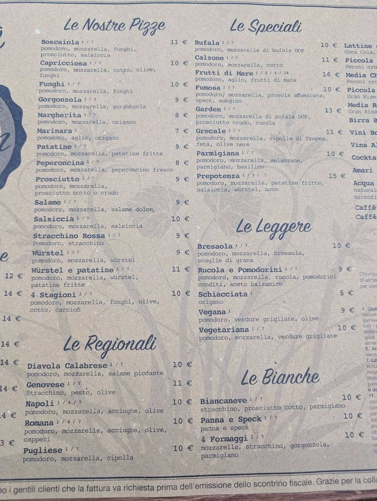 Menu di Ristorante Garden 
