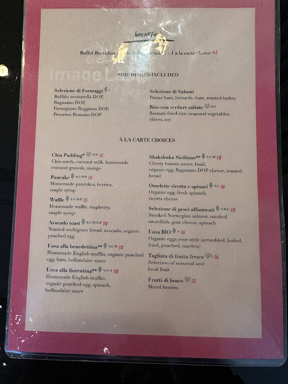 Menu de Giano Restaurant