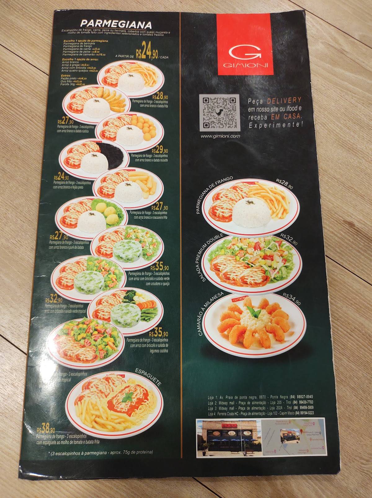 Gimioni restaurante cardápio