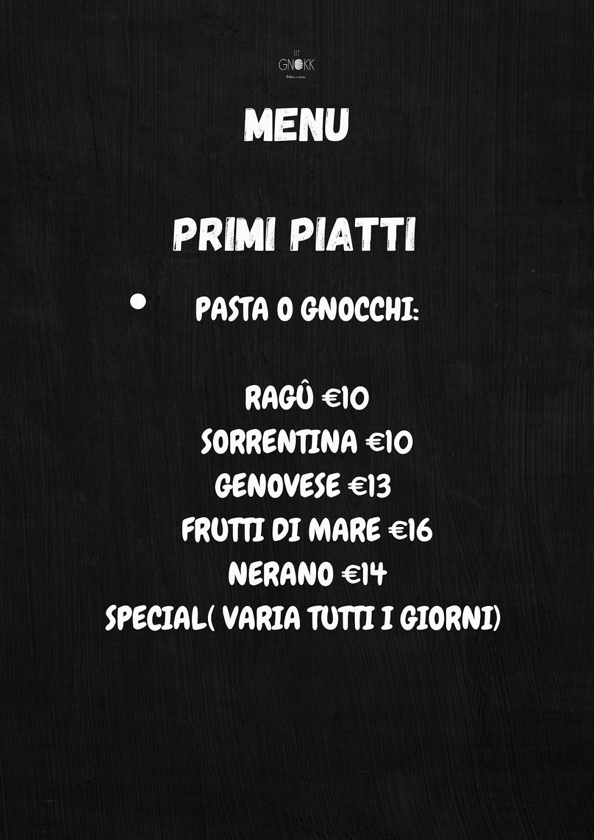 Menu di Gnokk- Trattoria, Ristorante 