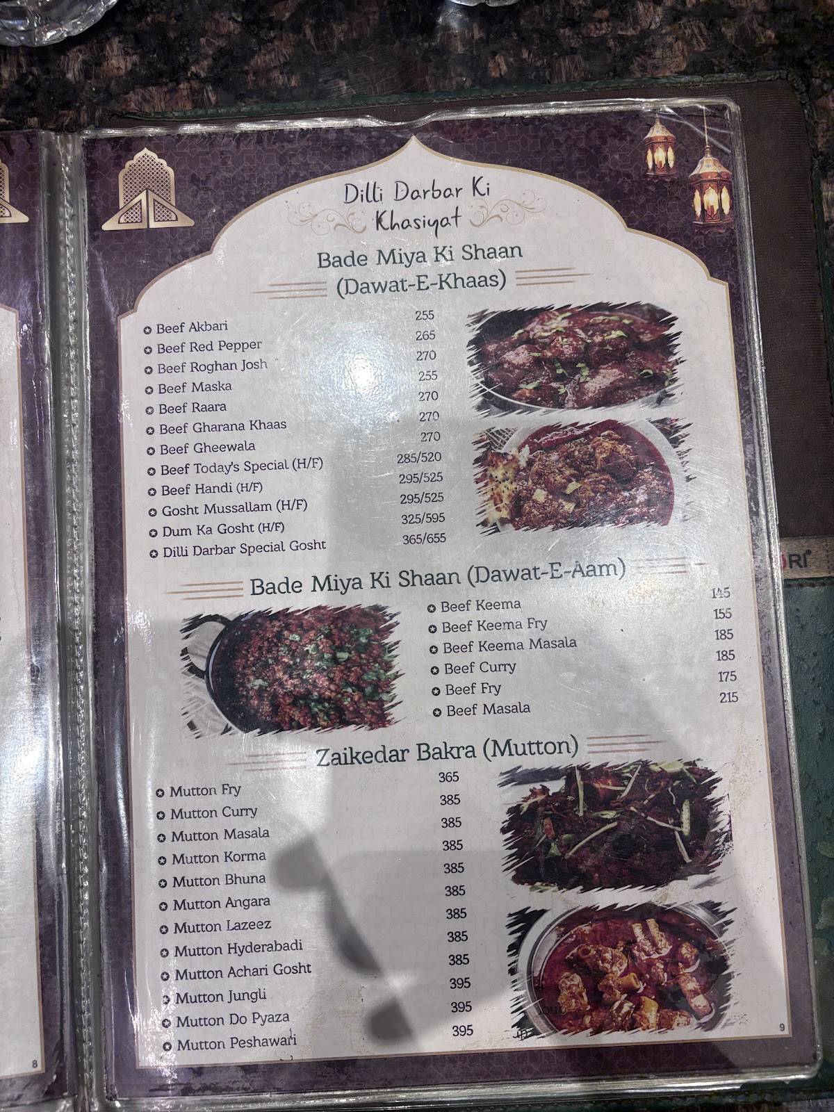 Grand Dilli Darbar Camp menu