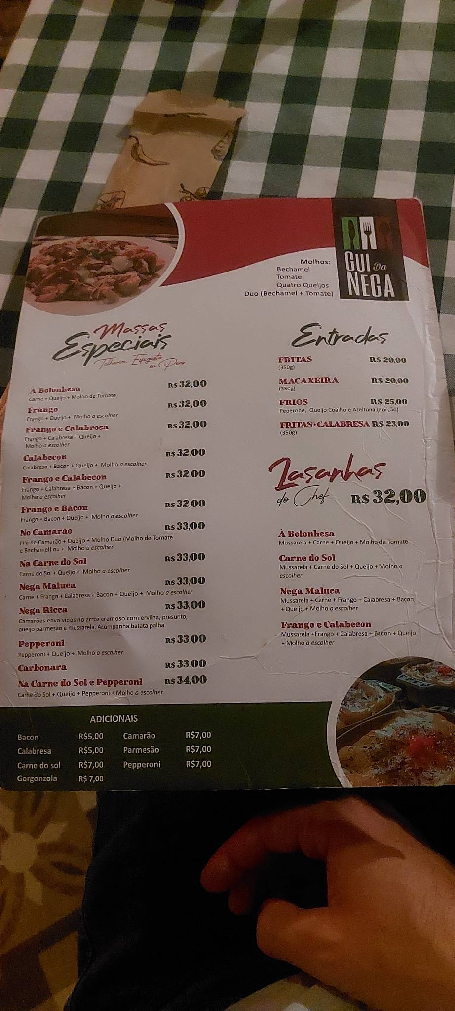 Gui da Nega cardápio