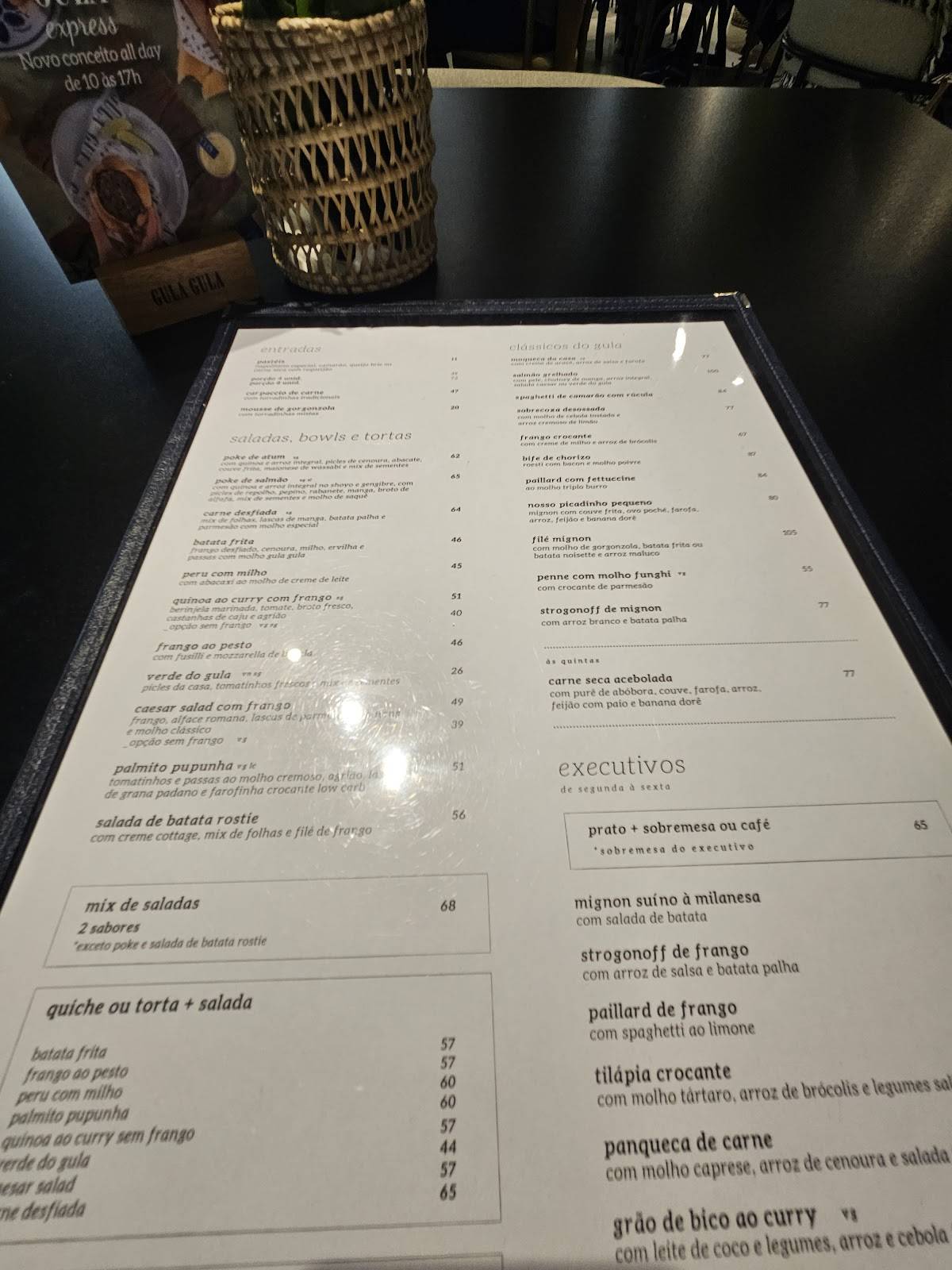 Gula Gula Centro cardápio