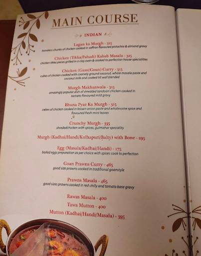 Gulmohar Restaurant, IIT Bombay. menu