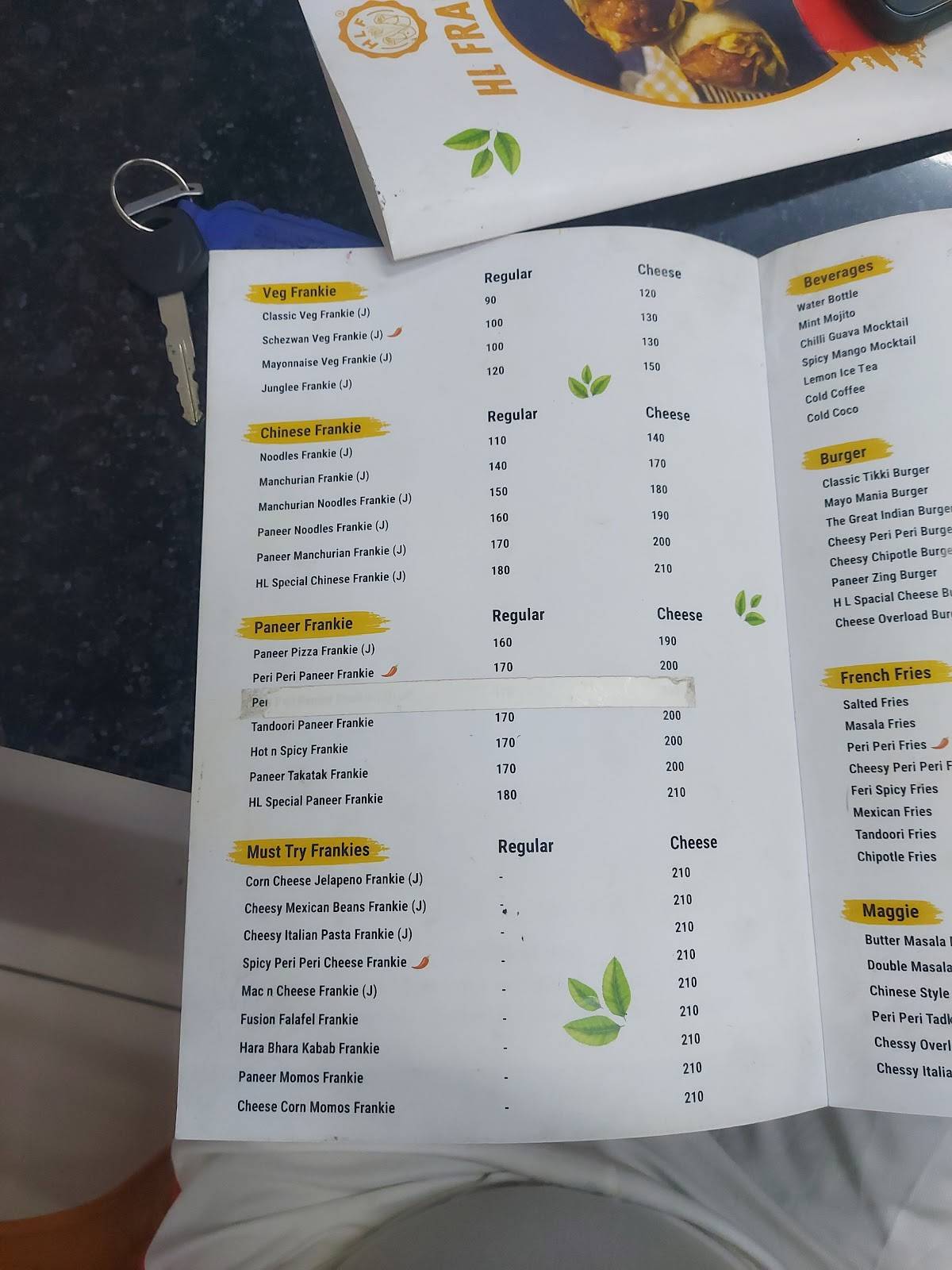 HL Frankie (GOTA) menu