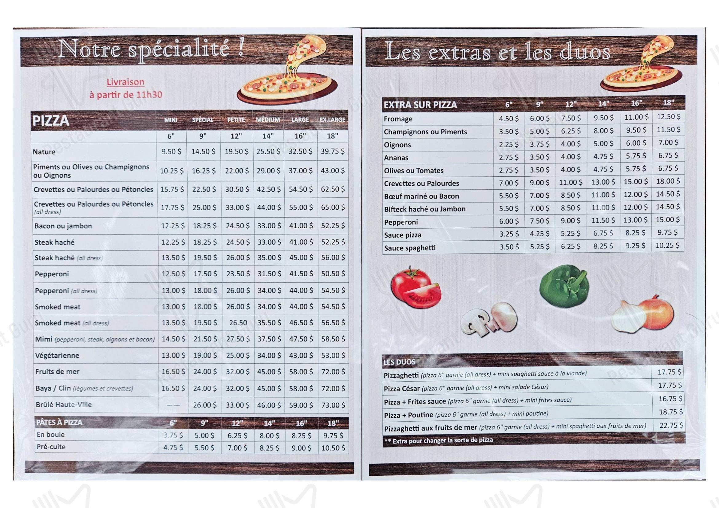 Menu pour Restaurant Haute-Ville - Menu bar