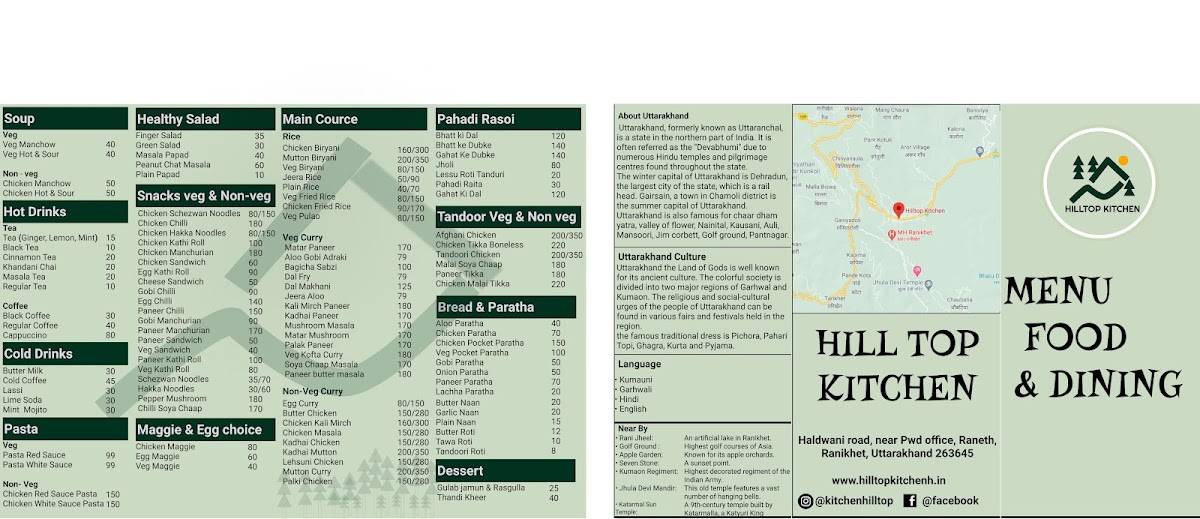 Hilltop Kitchen menu