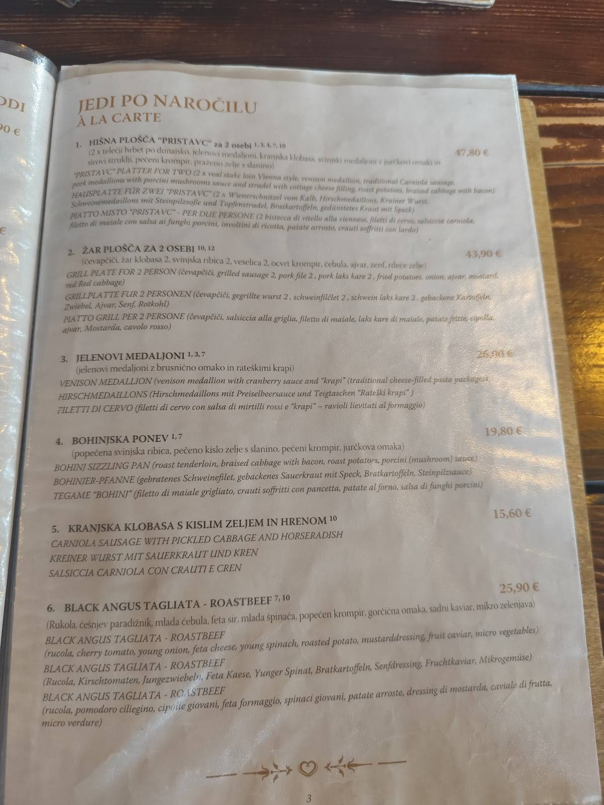 Menu di Hiša Pr' Pristavc - gostilna in pizzerija 