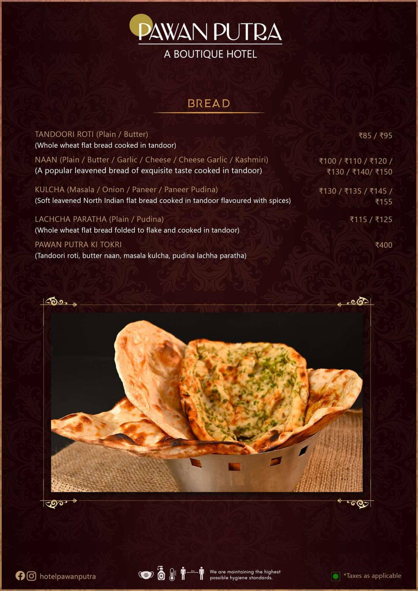 Hotel Pawan Putra menu