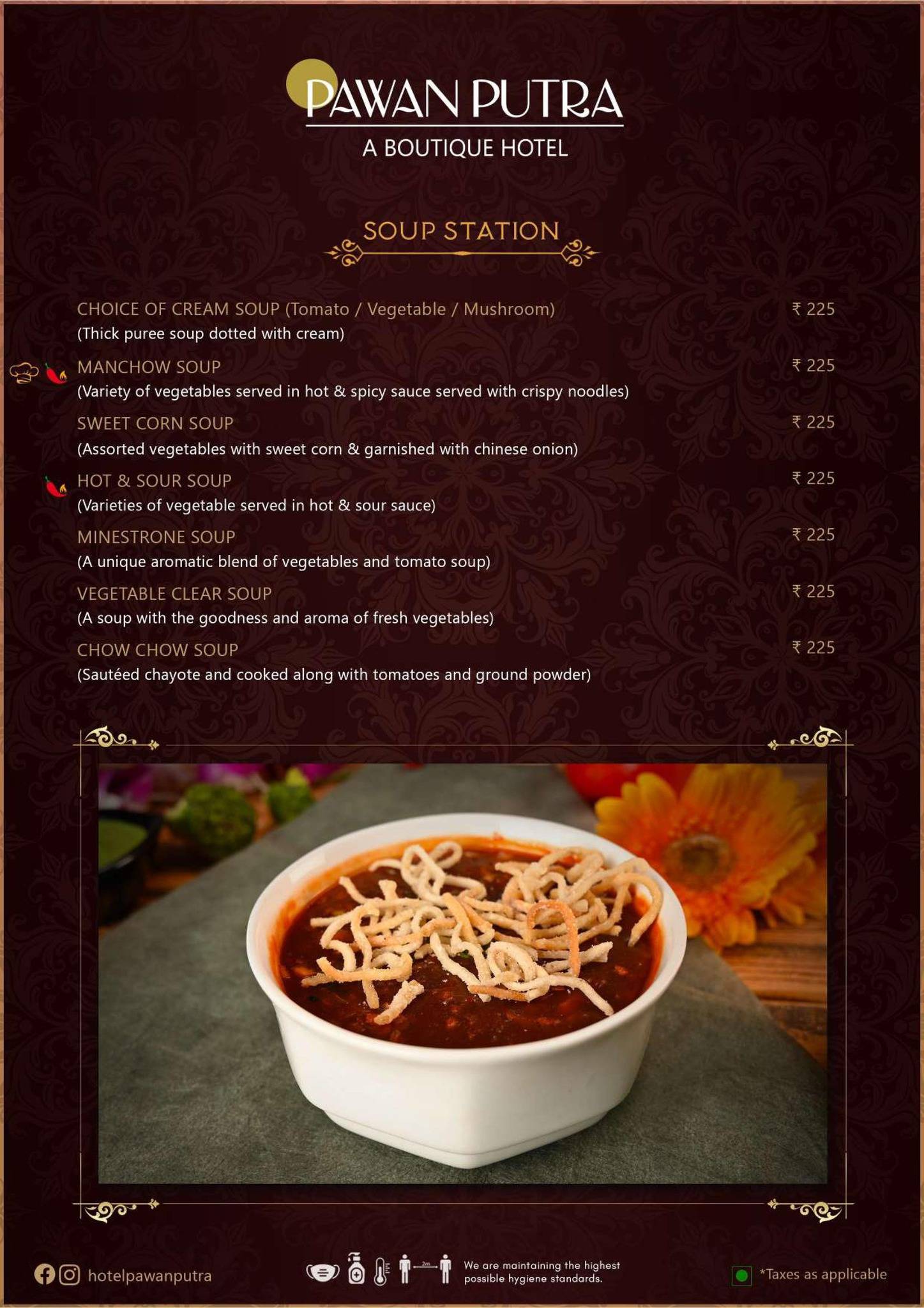 Hotel Pawan Putra menu