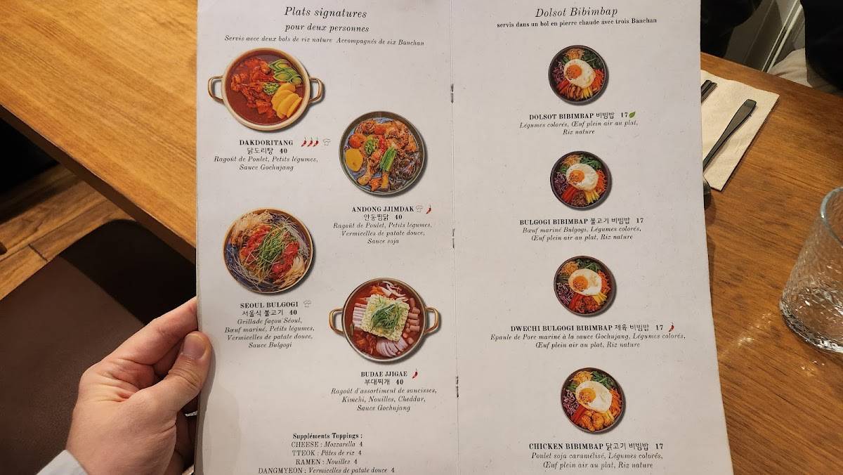 Menu de IDAM_Cuisine Coréenne