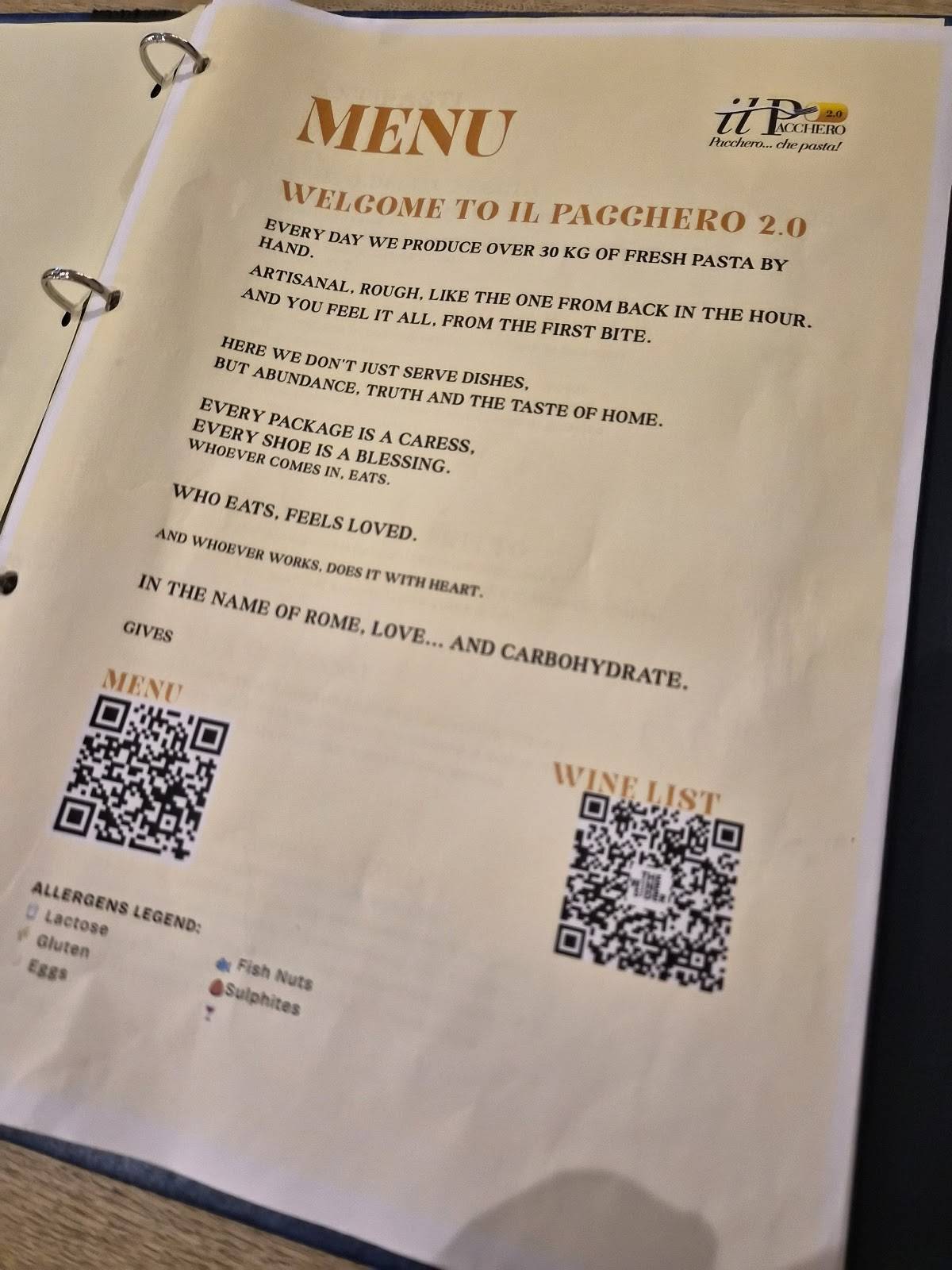 Menu di IL Pacchero 2.0 