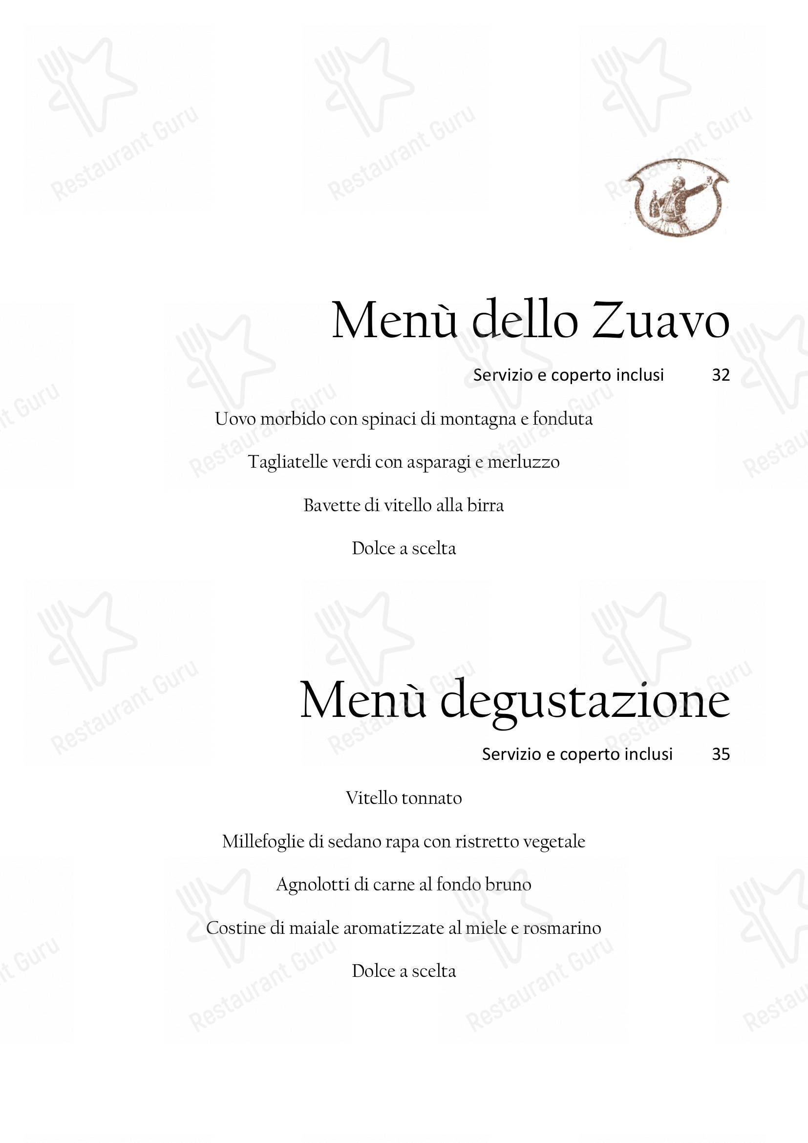 Menu di Il Nuovo Zuavo - Table Menu