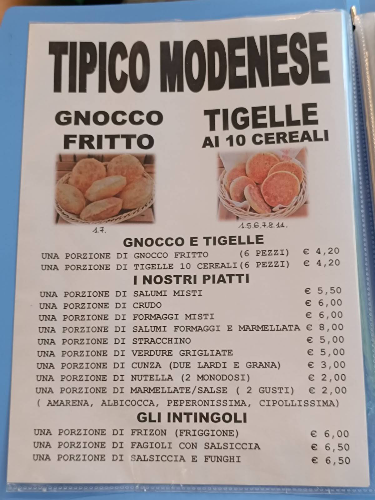 Menu di Insolito Bar 