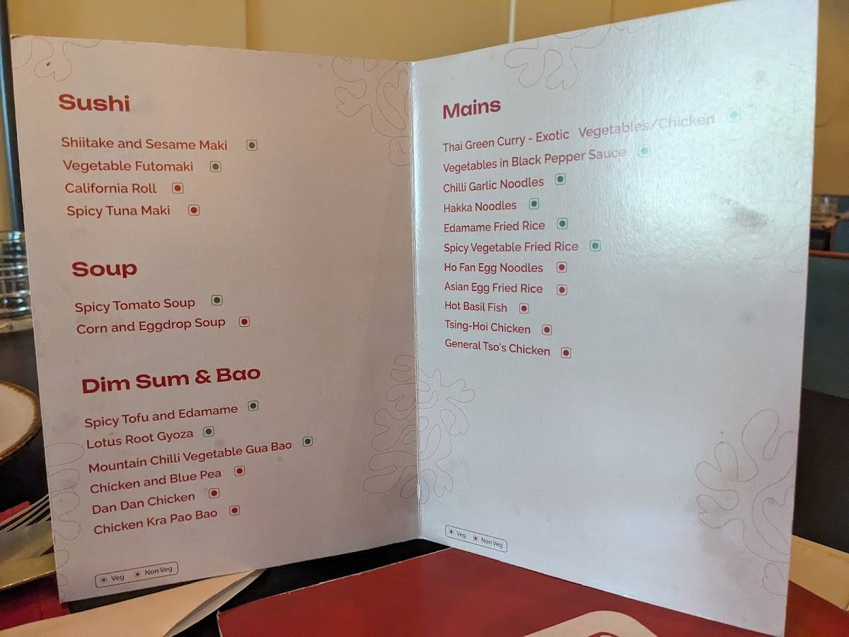 Iza Pan-Asian Kitchen menu