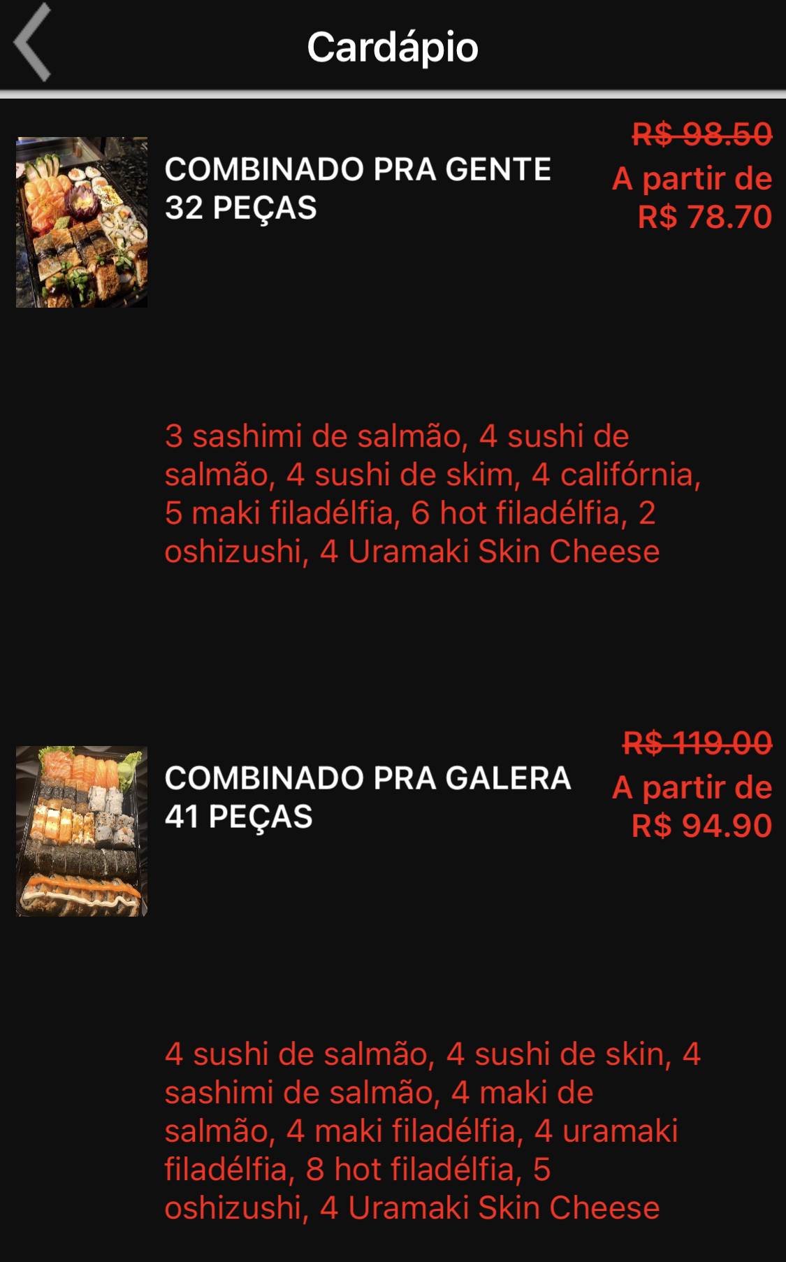 Japa Mix Express cardápio