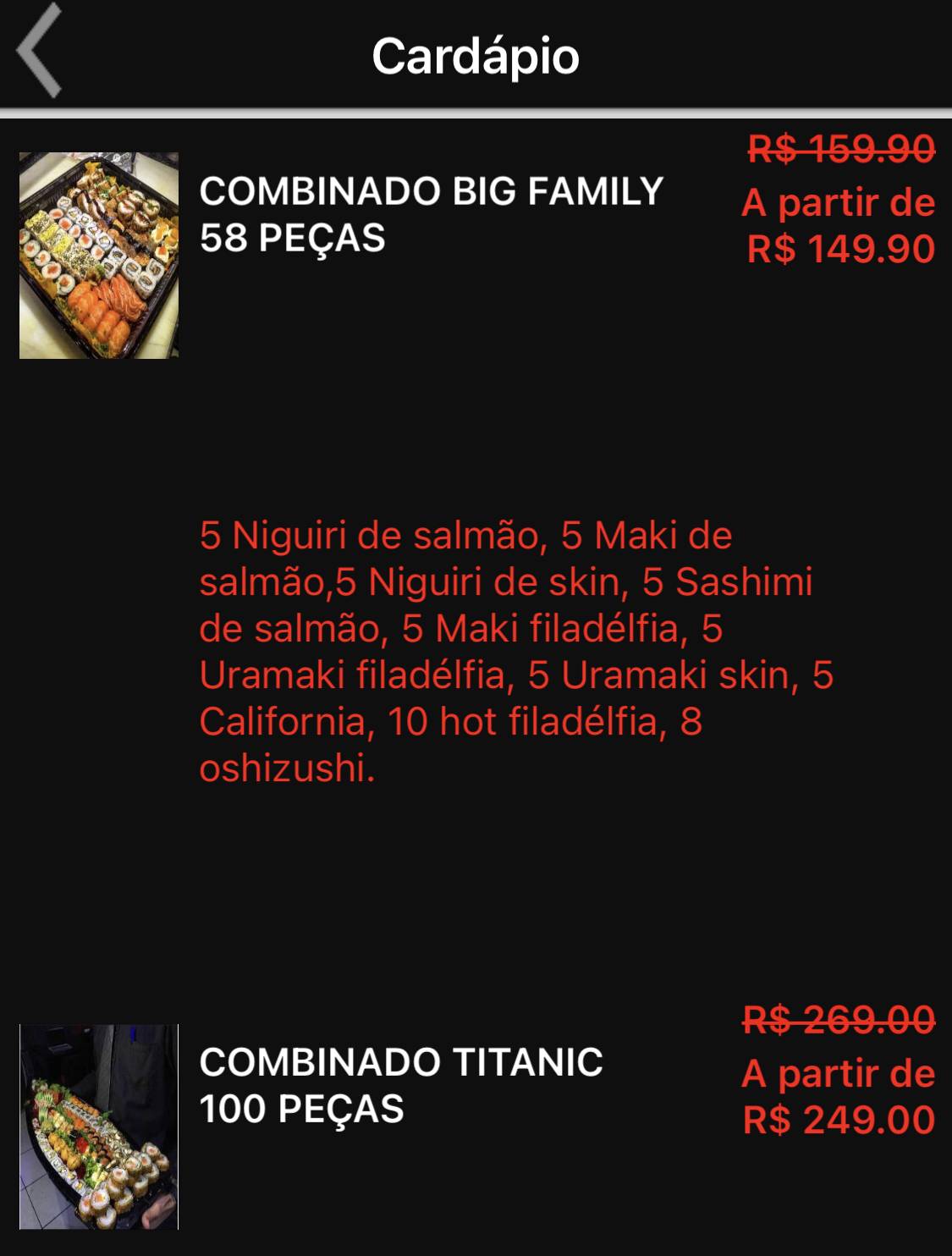 Japa Mix Express cardápio