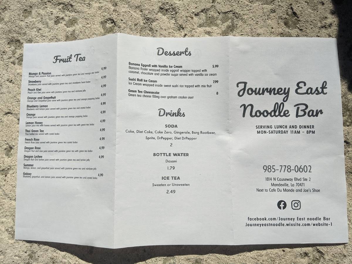 Journey Ramen menu