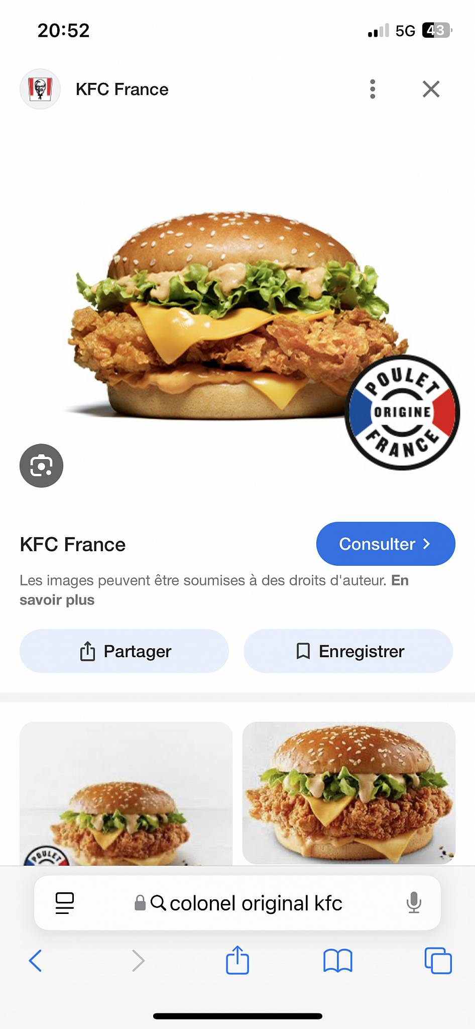 Menu de KFC Saint Brieuc Langueux