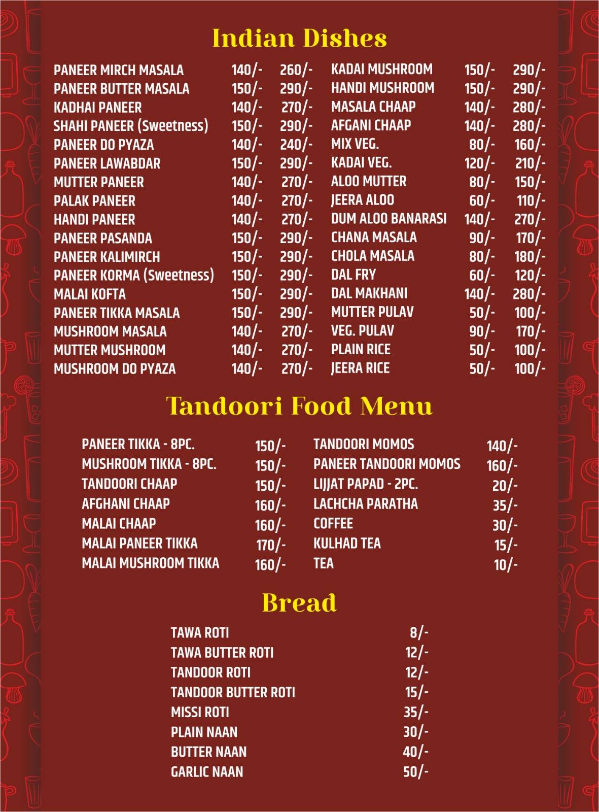 KanhaiyaTwist & Treat Fast Food n Restaurant menu