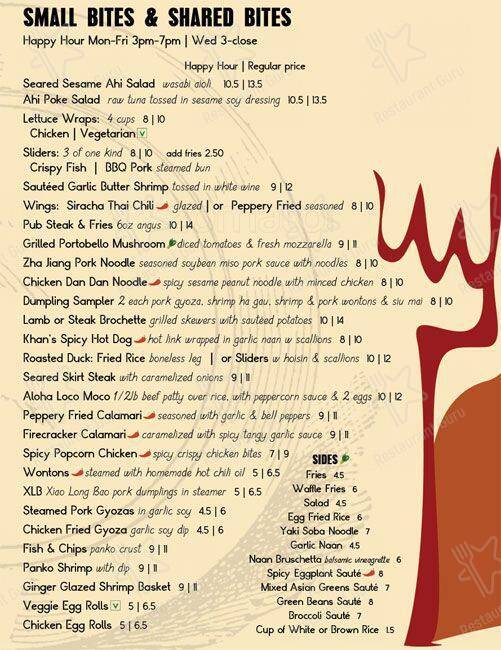 Khan's Cave Grill & Tavern menu