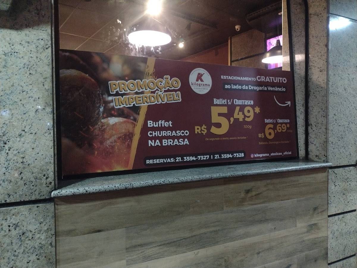 Kilograma Pizza e Grill Abolição cardápio