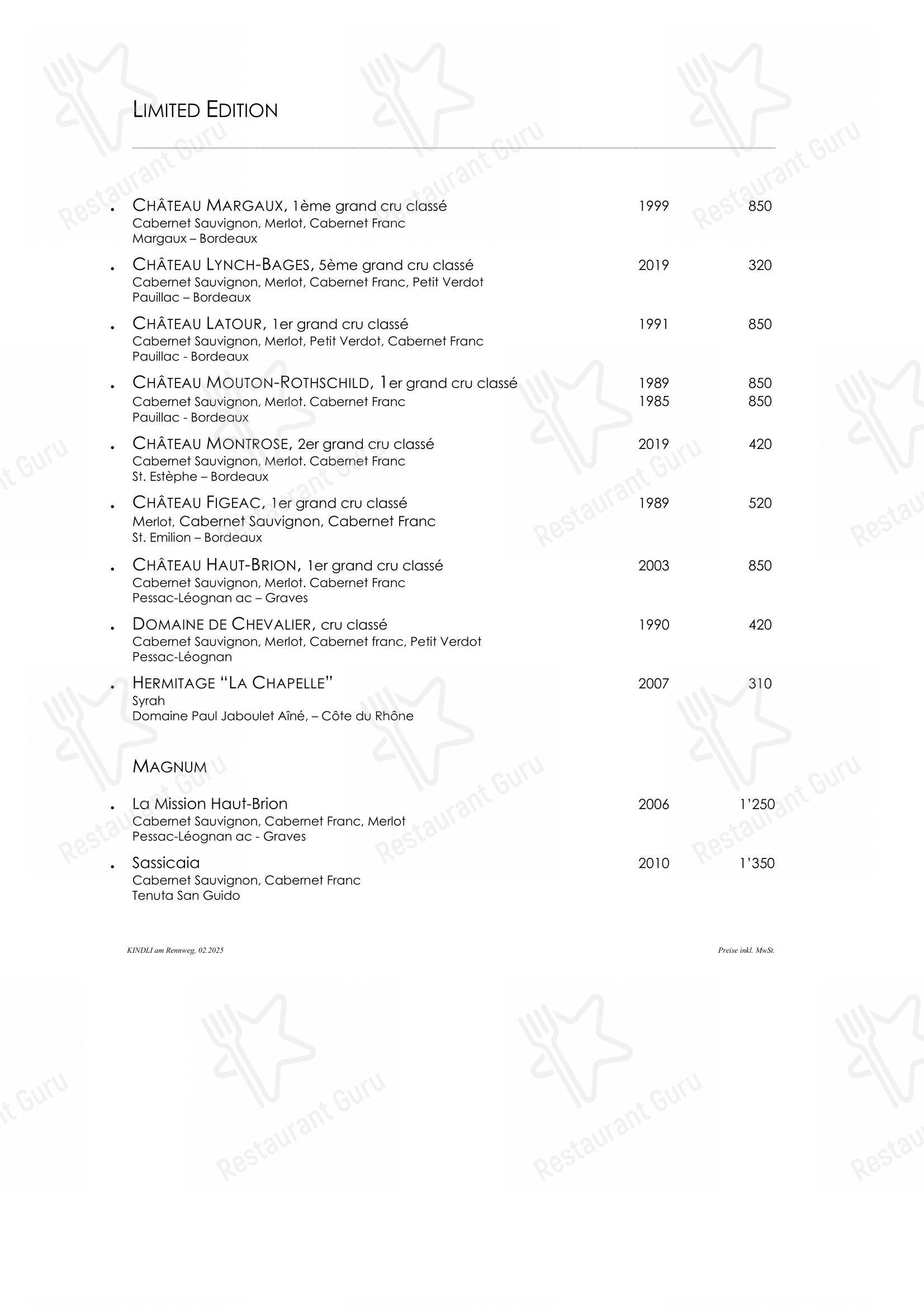 Menu bar per Kindli ristorante