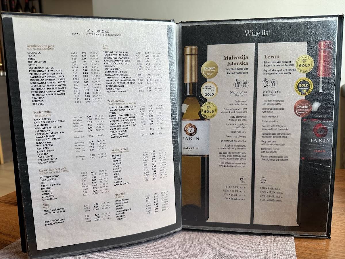 Menu di Konoba Fakin 