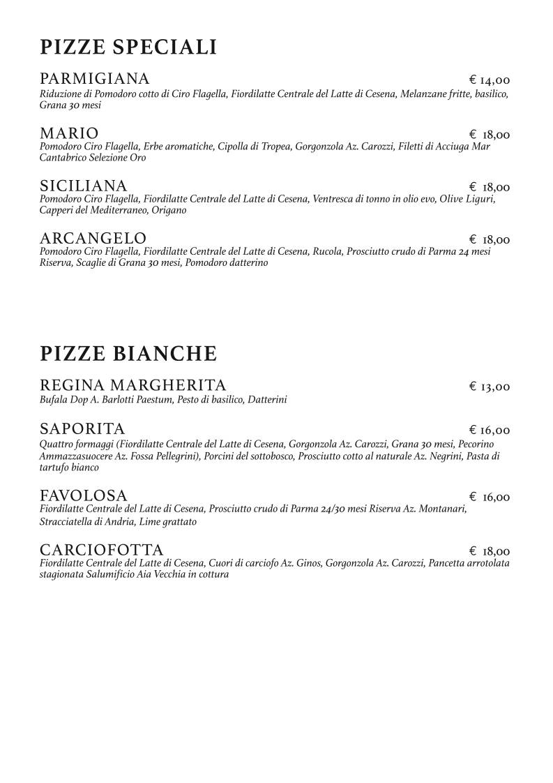 Carta de L' Arcangelo I Cucina e Pizza