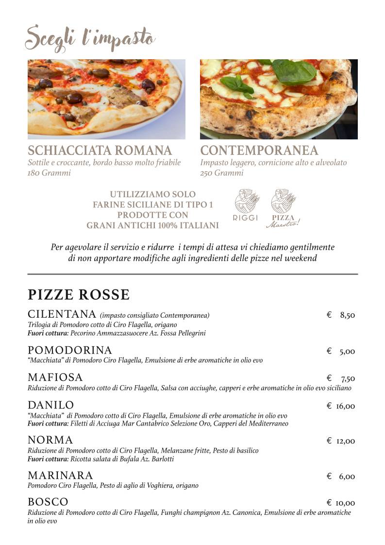 Carta de L' Arcangelo I Cucina e Pizza