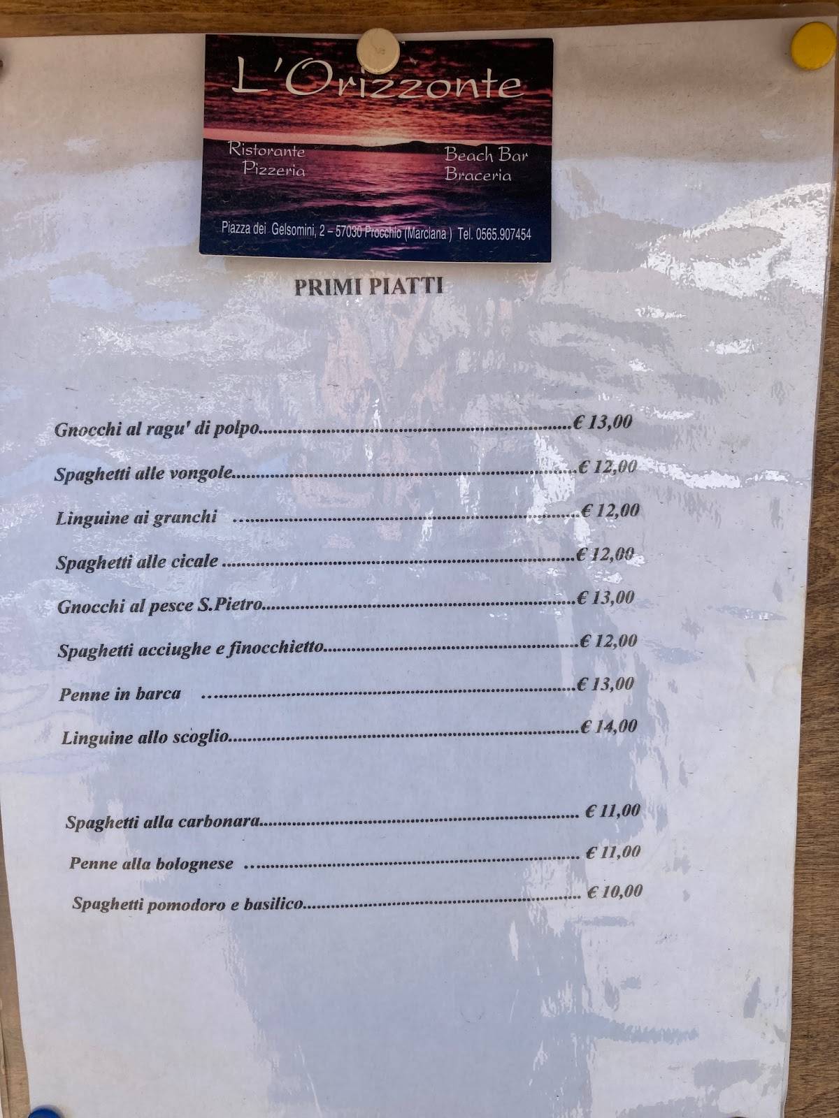 Menu di L' Orizzonte 