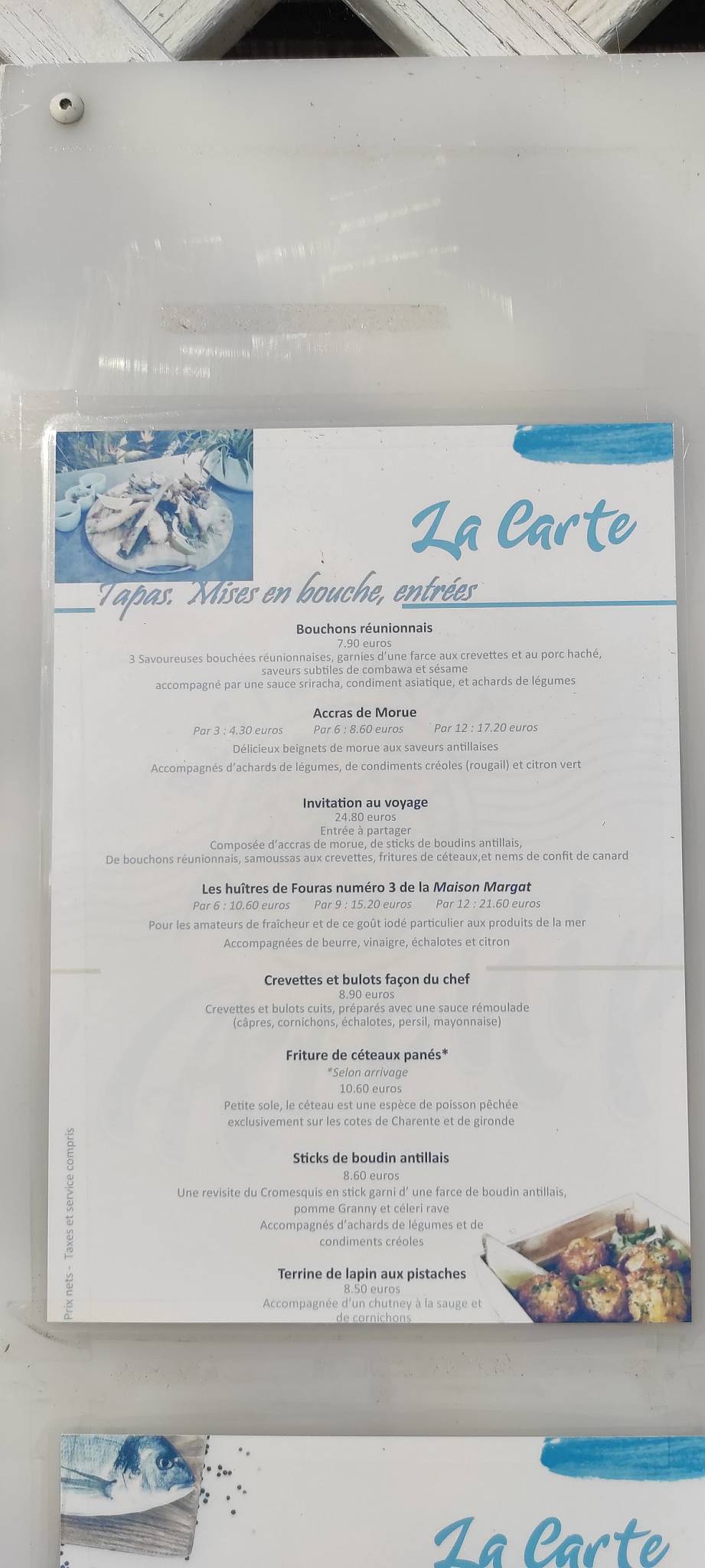 Menu de L'Archipel