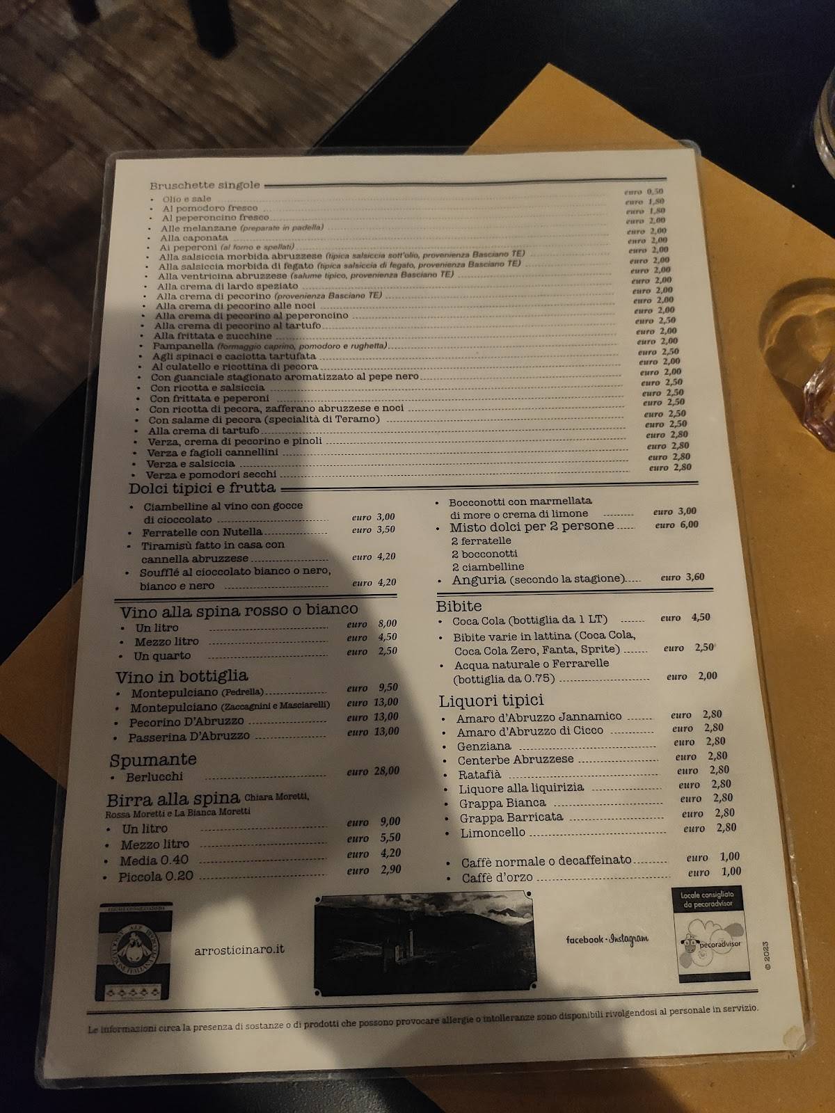 Menu di L'Arrosticinaro 