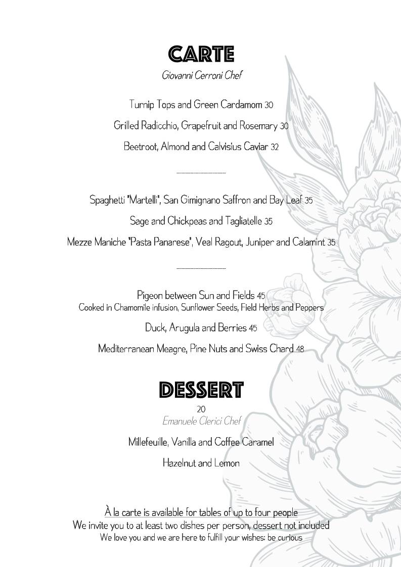 Menu di LINFA Ristorante 