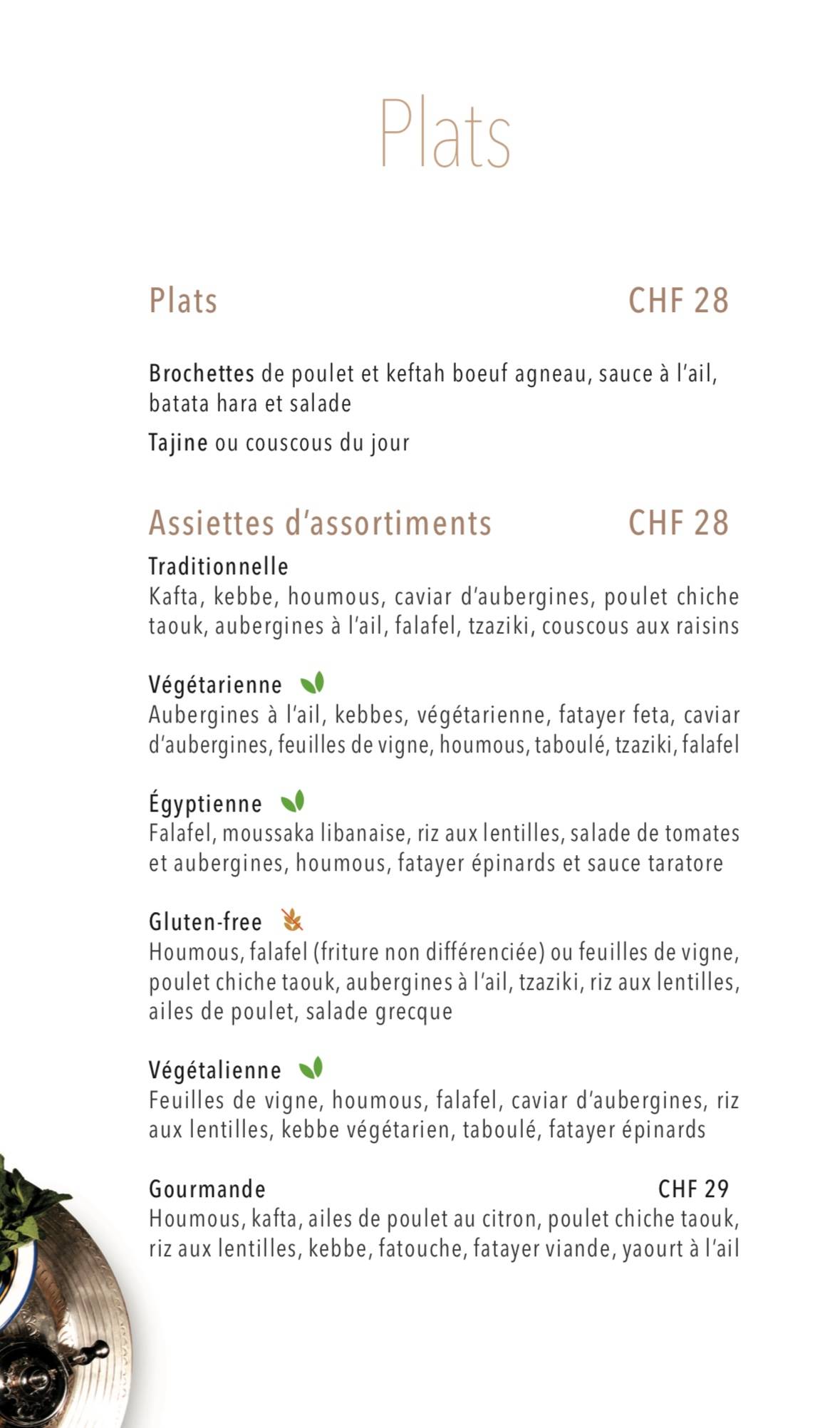 Menu di La Caravane Passe 