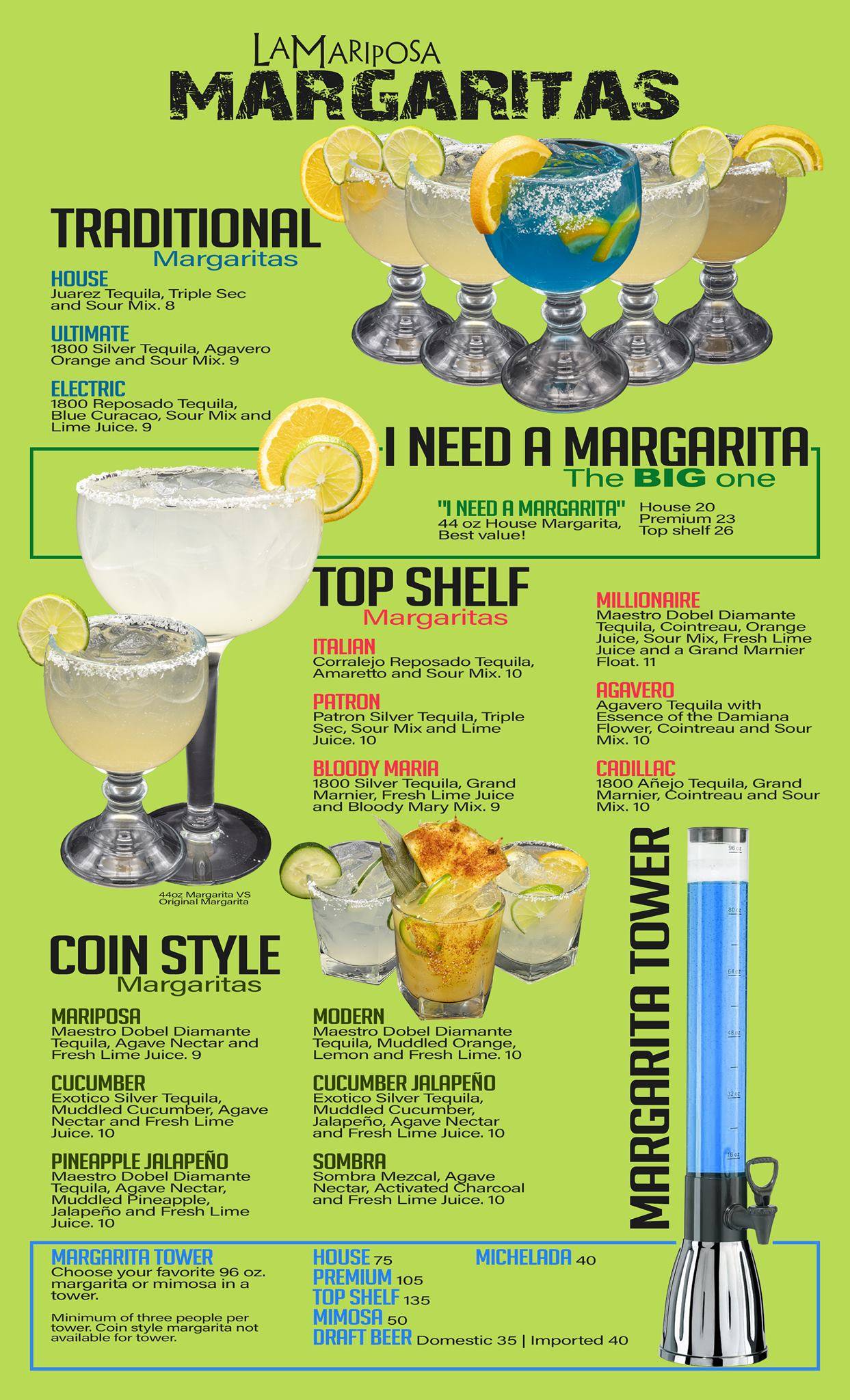 Menu at La Mariposa Restaurant And Margarita House, Greeley
