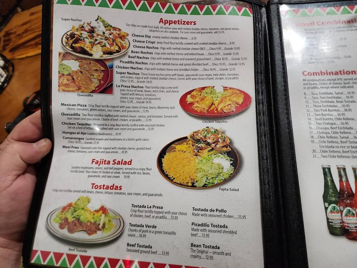 Menu at La Presa Mexican Restaurant Airway Heights, Airway Heights