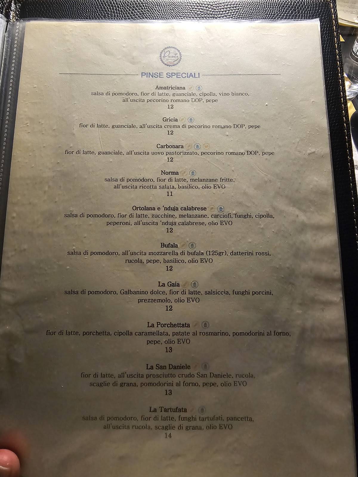 Menu di La bella pinsata 