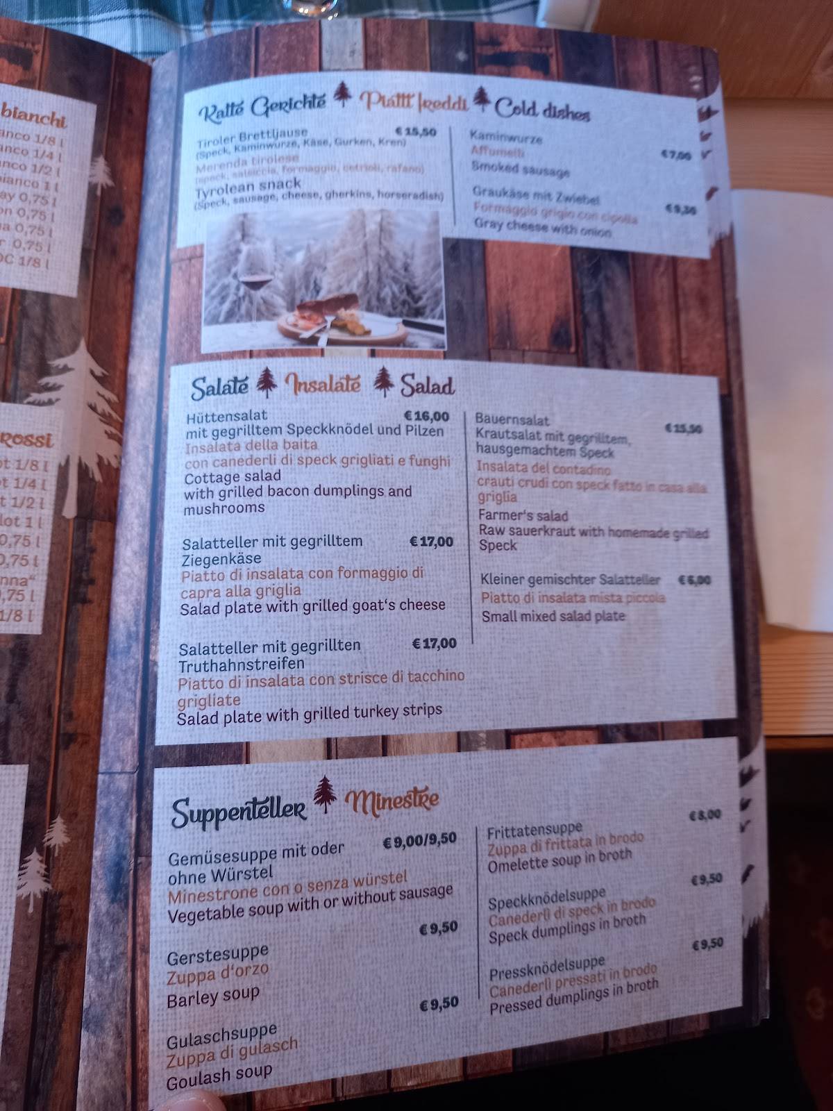 Menu di Rifugio Larice 