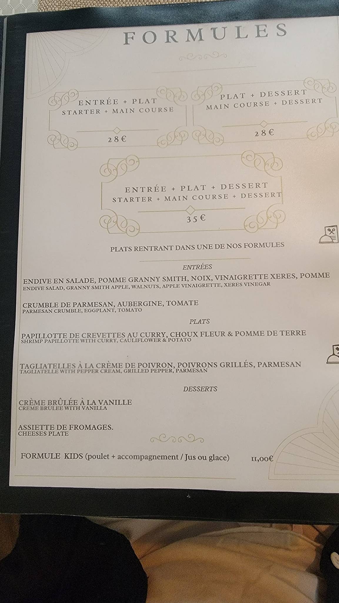 Menu de Restaurant Le 26