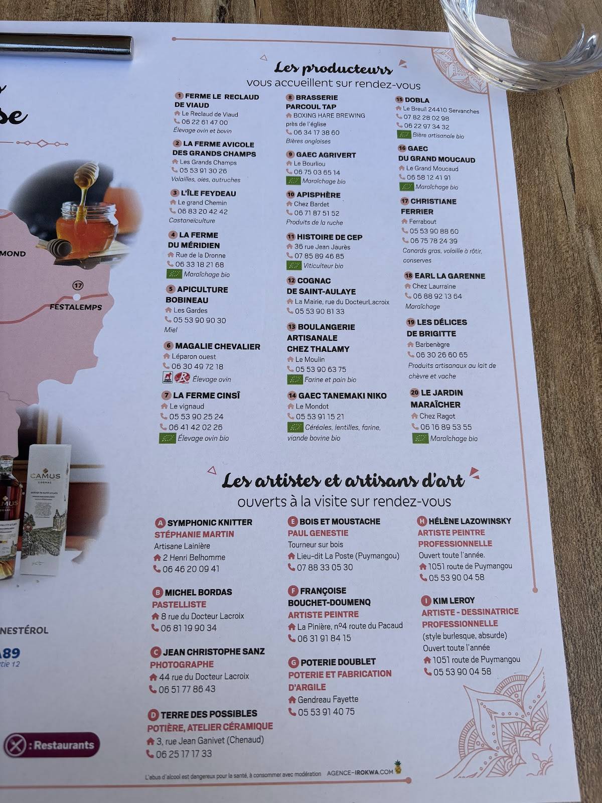 Menu de Le Bontemps